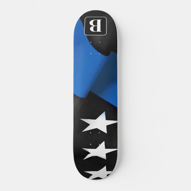 Personalised Police Flag Thin Blue Line  Skateboard (Front)