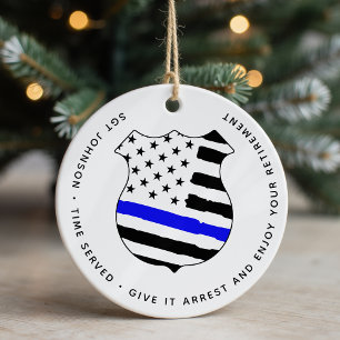 Personalised Police Law Enforcement Retirement Ceramic Tree Decoration