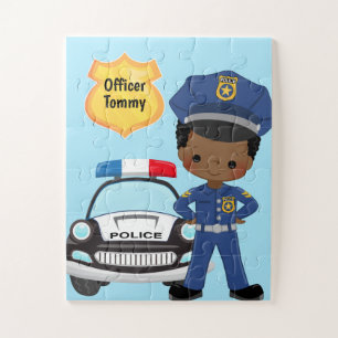 Personalised Police Officer and Patrol Car Kids  Jigsaw Puzzle