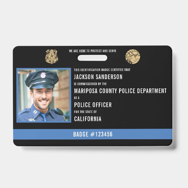 Personalised Police Officer Law Enforcement ID Badge (Front)