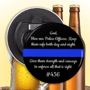 Personalised Police Officer Prayer Thin Blue Line Bottle Opener