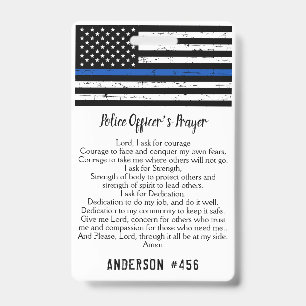 Personalised Police Officer Prayer Thin Blue Line ID Badge