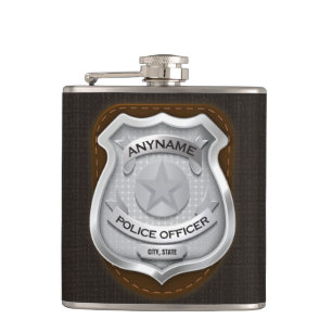 Personalised Police Officer Sheriff Cop NAME Badge Hip Flask