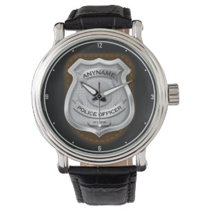 Personalised Police Officer Sheriff Cop NAME Badge Watch