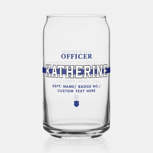 Personalised Police Officer Thin Blue Line Can Glass (Front)