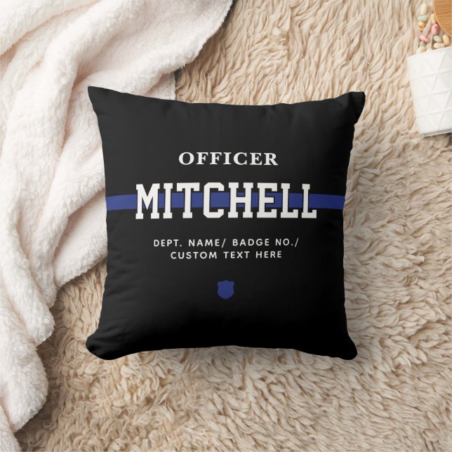 Personalised Police Officer Thin Blue Line Cushion (Blanket)