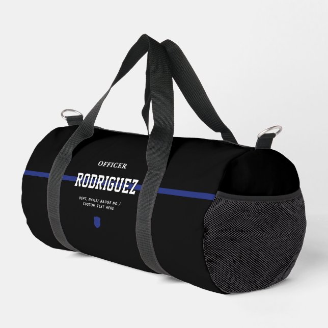 Personalised Police Officer Thin Blue Line Duffle Bag (Right Corner)