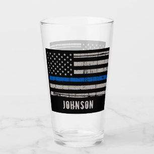 Personalised Police Officer Thin Blue Line Glass
