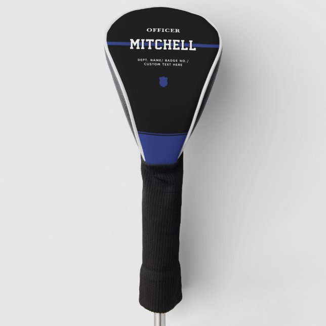 Personalised Police Officer Thin Blue Line Golf Head Cover (Front)