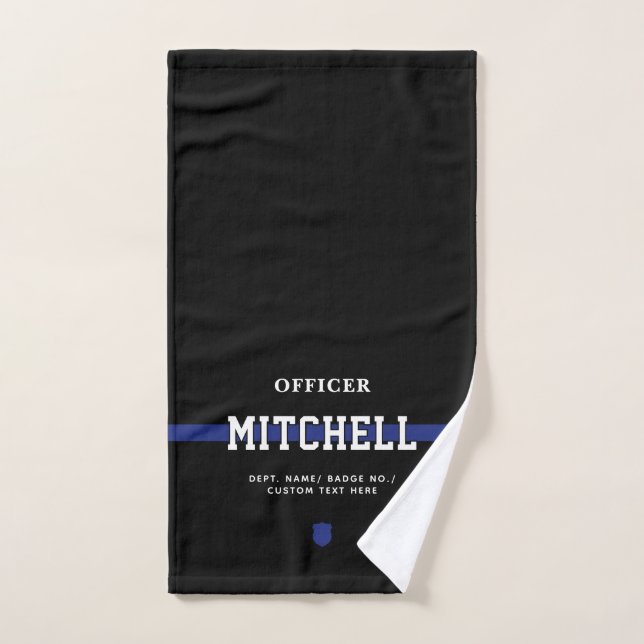 Personalised Police Officer Thin Blue Line Hand Towel (Hand Towel)