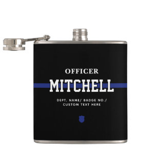Personalised Police Officer Thin Blue Line Hip Flask