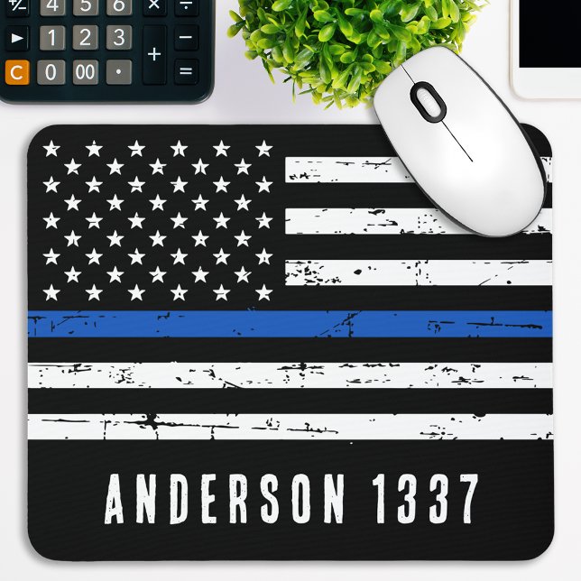 Personalised Police Officer Thin Blue Line Mouse Pad (Creator Uploaded)