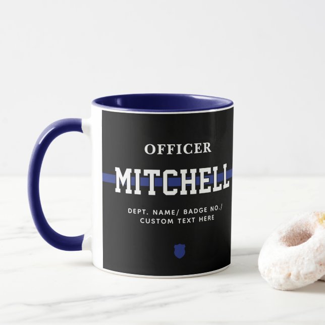 Personalised Police Officer Thin Blue Line Mug (With Donut)