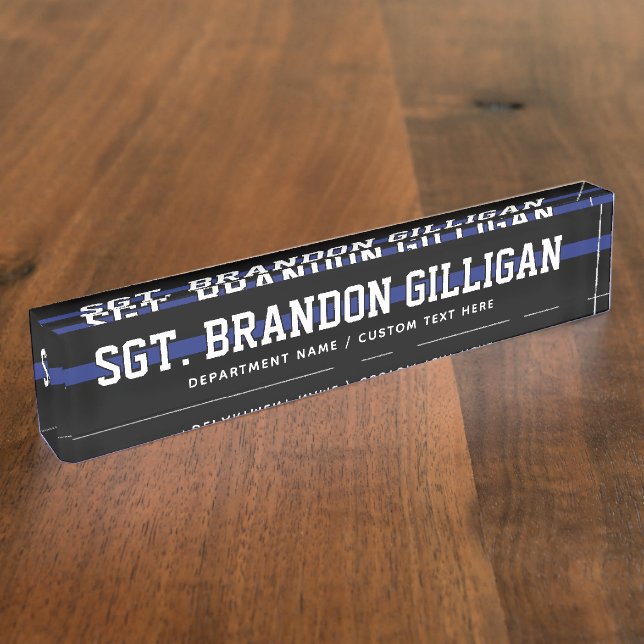 Personalised Police Officer Thin Blue Line Nameplate (Side)