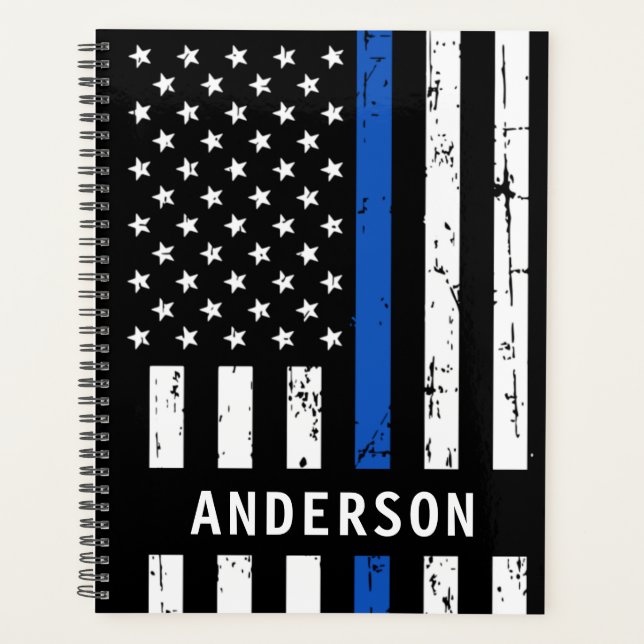 Personalised Police Officer Thin Blue Line Planner (Front)