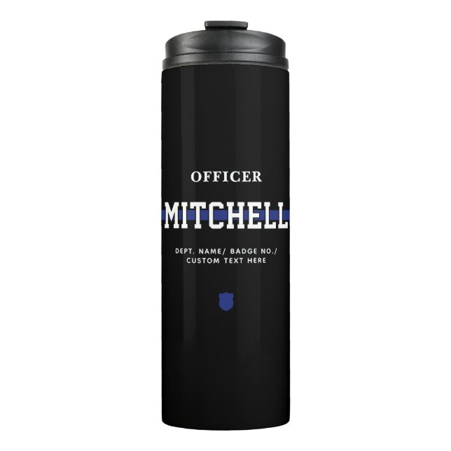 Personalised Police Officer Thin Blue Line Thermal Tumbler (Front)