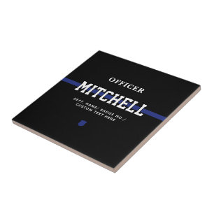 Personalised Police Officer Thin Blue Line Tile