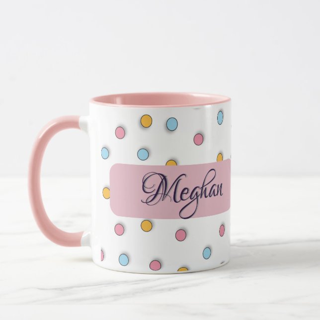 Personalised Polka Dot Coffee Mug (Left)
