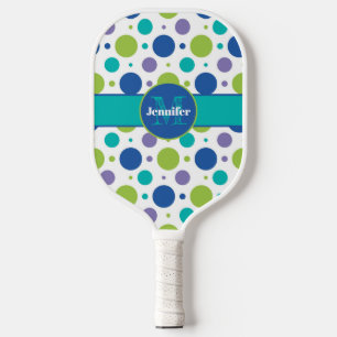 Personalised Polka Dot Lime, Purple, Teal, Blue Pickleball Paddle