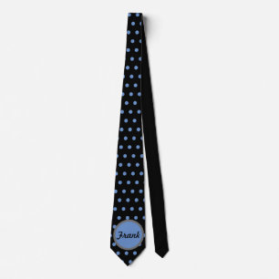 Personalised Polka Dot Neck Tie (Black & Baby Blue