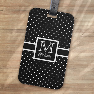Personalised Polka Dot Spotty Monogram Luggage Tag