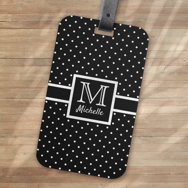 Personalised Polka Dot Spotty Monogram Luggage Tag (Creator Uploaded)