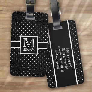 Personalised Polka Dot Spotty Monogram Luggage Tag