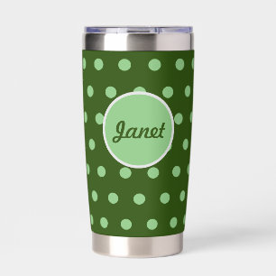 Personalised Polka Dot Thermal Tumbler (Green)