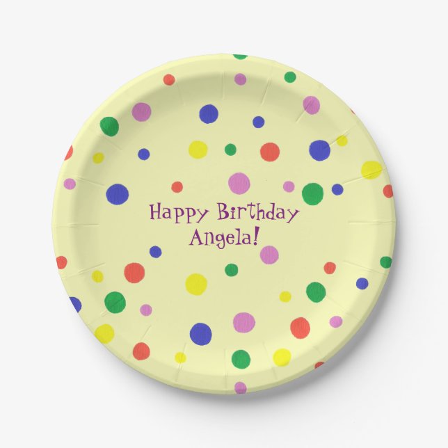 Personalised Polka Dots Birthday Plates (Front)