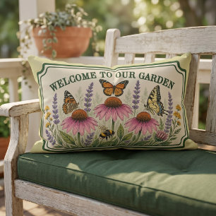 Personalised Pollinator Friendly Garden Sign Lumbar Cushion