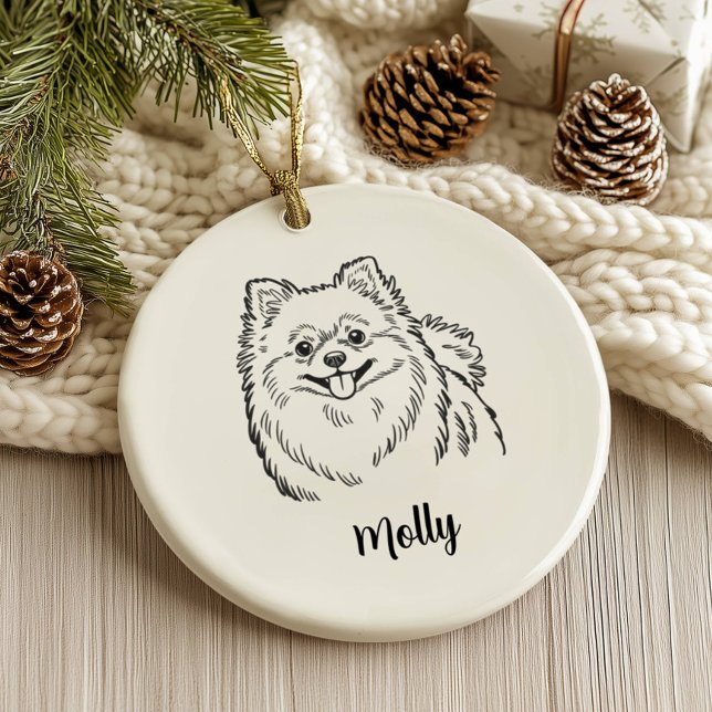 Personalised Pomeranian Dog Christmas Ceramic Tree Decoration (Creator Uploaded)