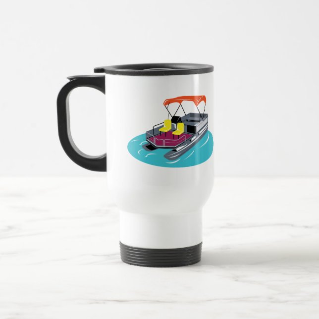 Personalised Pontoon Boat Travel Mug (Left)