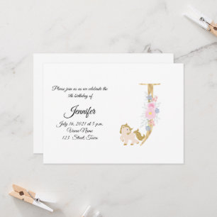 Personalised pony girly monogram invitation