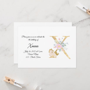 Personalised pony girly monogram invitation