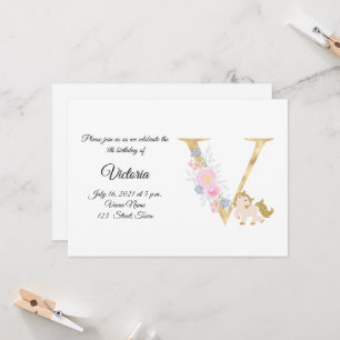 Personalised pony girly monogram invitation