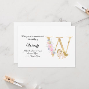 Personalised pony girly monogram invitation