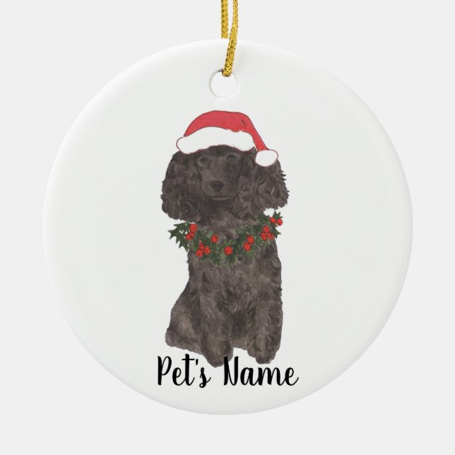 Personalised Poodle (Black) Ceramic Tree Decoration (Front)