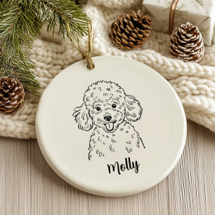 Personalised Poodle Dog Christmas Ceramic Tree Decoration