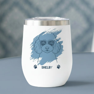 Personalised Poodle Dog Dad Ice Blue Wine Tumbler