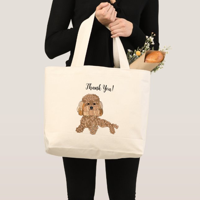 Personalised Poodle Dog  Large Tote Bag (Front (Product))