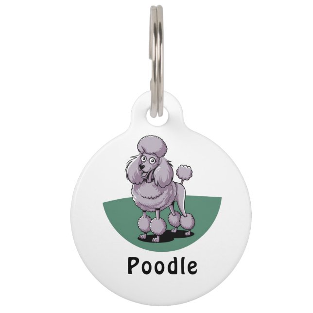Personalised  Poodle Dog Puppy Name Pet Tag (Front)