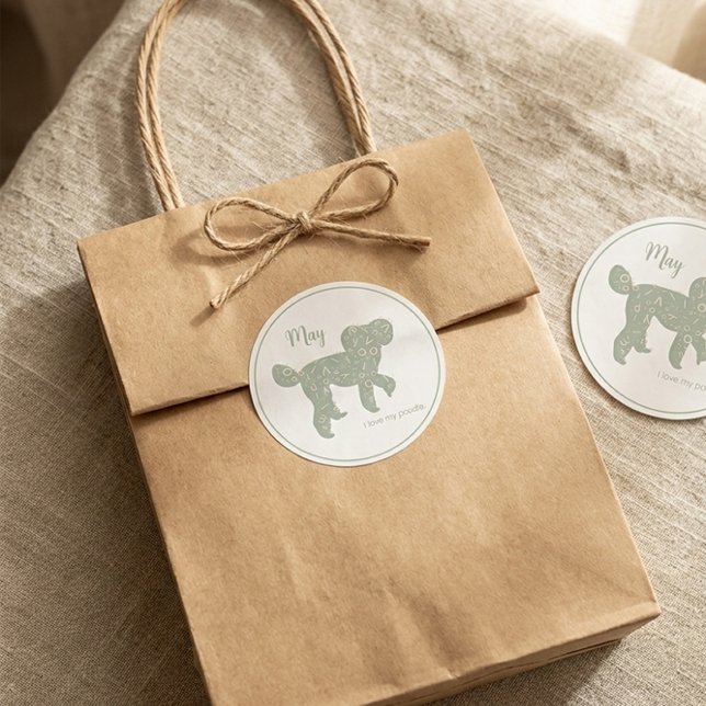 Personalised Poodle Matcha Green Gift Wrap Seal (Creator Uploaded)