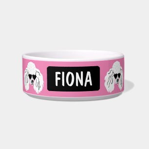 Personalised Poodle Pattern Cute Pink Bowl