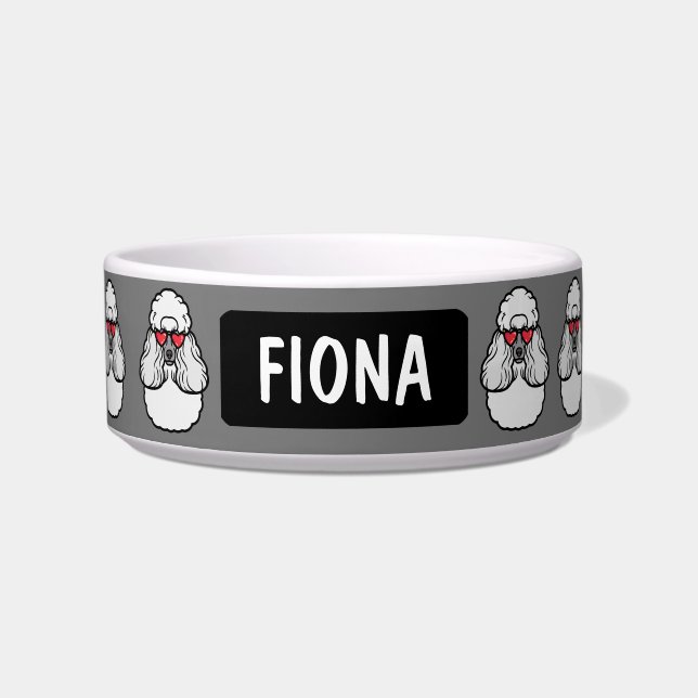 Personalised Poodle Pattern Funny Bowl (Front)