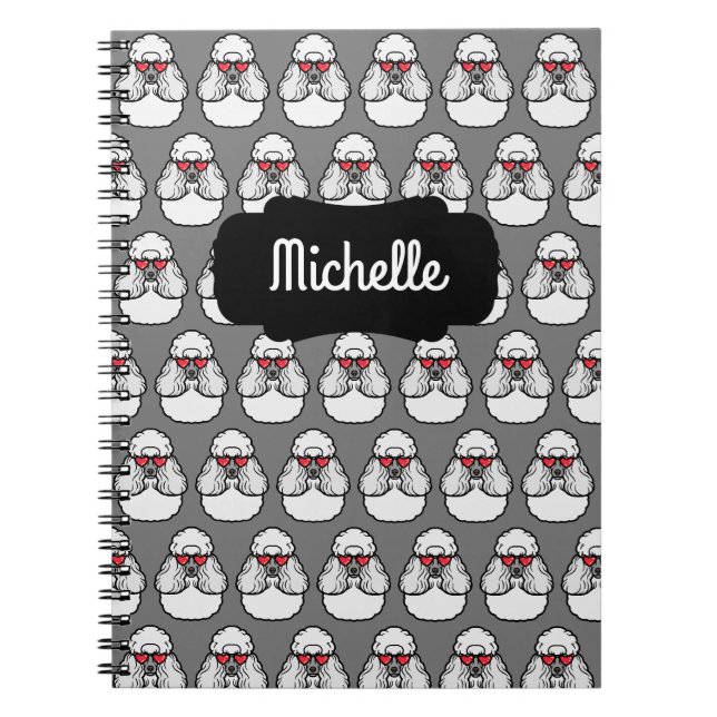 Personalised Poodle Pattern Funny Notebook (Front)