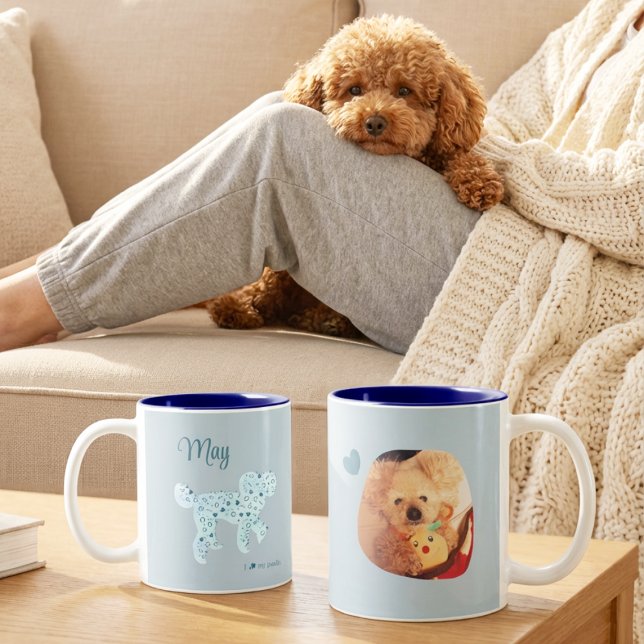 Personalised Poodle Photo Mug Double-Sided Blue (Creator Uploaded)