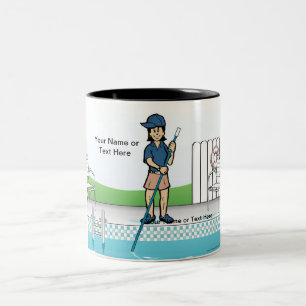 Personalised Pool Cleaner - Female Cartoon Two-Tone Coffee Mug