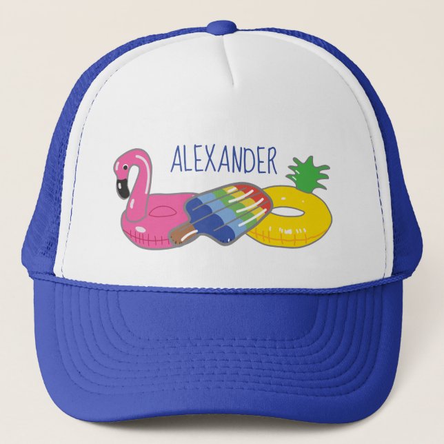 Personalised Pool Float Summer Fun Trucker Hat (Front)