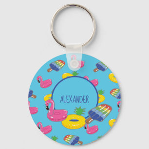 Personalised Pool Floats Patterned Key Ring