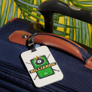 Personalised Pool Hall NAME 8 Ball Crown Billiards Luggage Tag